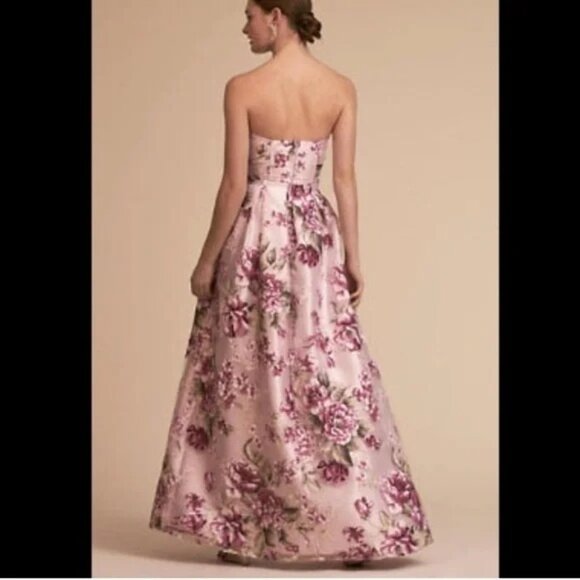 Anthropologie BHLDN Merritt Purple Floral Textured Strapless Gown Dress Sz 6 154 - Picture 11 of 15